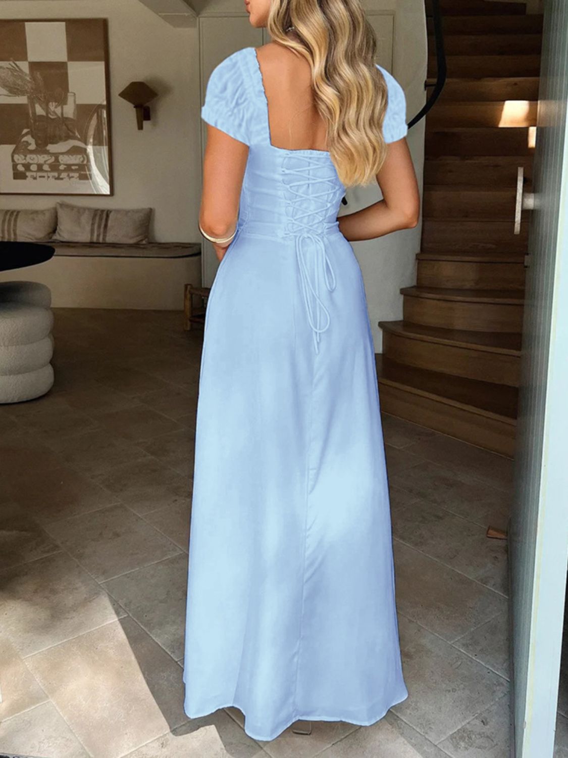 Devine Sweetheart Neck Short Sleeve Maxi Dress-TOPS / DRESSES-[Adult]-[Female]-2022 Online Blue Zone Planet