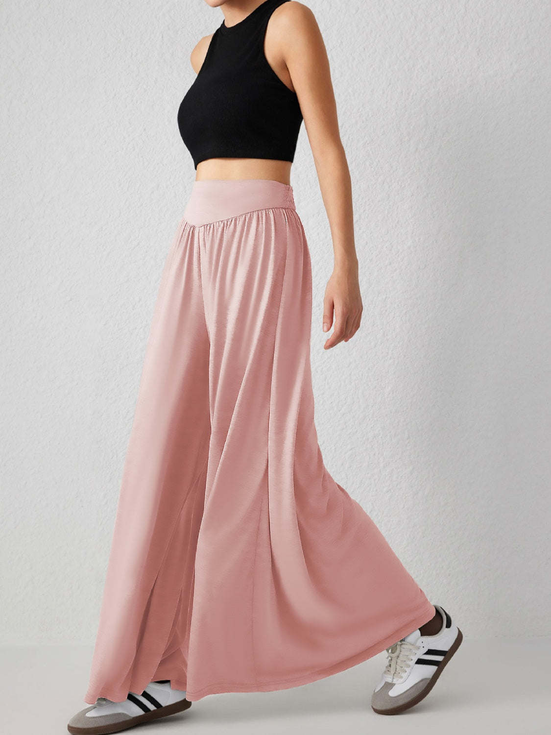 High Waist Wide Leg Pants-BOTTOMS SIZES SMALL MEDIUM LARGE-[Adult]-[Female]-2022 Online Blue Zone Planet