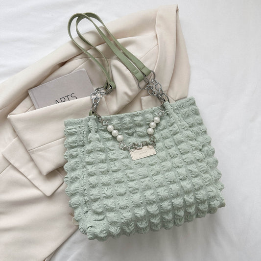 Bubble Textured Tote Bag-HANDBAGS-[Adult]-[Female]-Light Green-One Size-2022 Online Blue Zone Planet