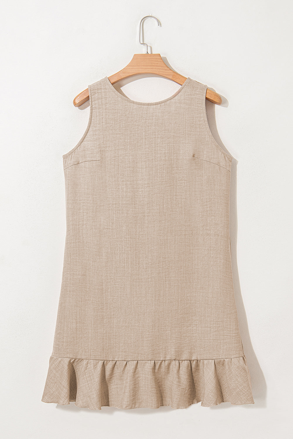 Smoke Gray Knot Scoop Back Ruffle Hem Sleeveless Mini Dress-TOPS / DRESSES-[Adult]-[Female]-2022 Online Blue Zone Planet