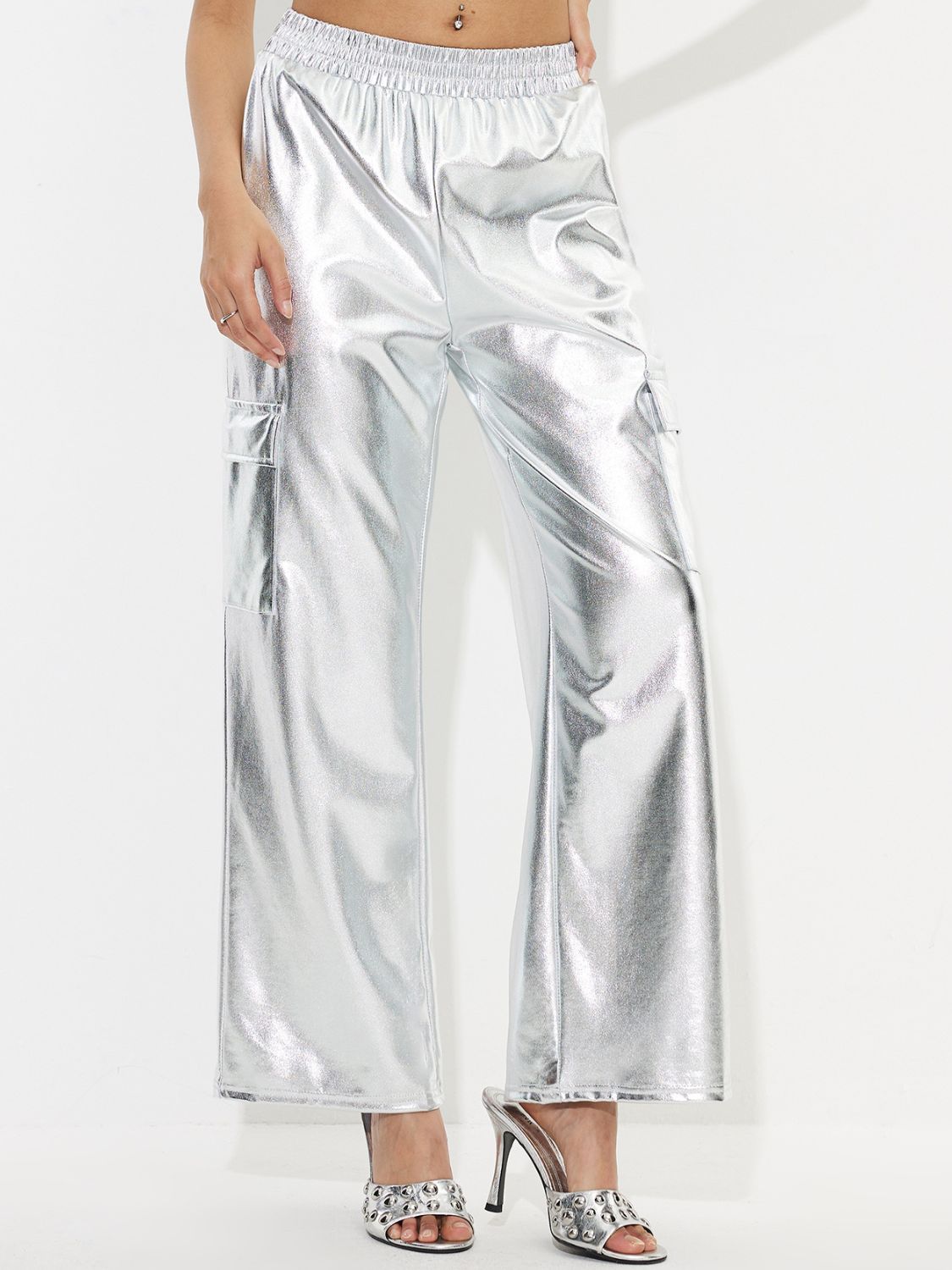 Elastic Waist Wide Leg Pants-BOTTOMS SIZES SMALL MEDIUM LARGE-[Adult]-[Female]-2022 Online Blue Zone Planet