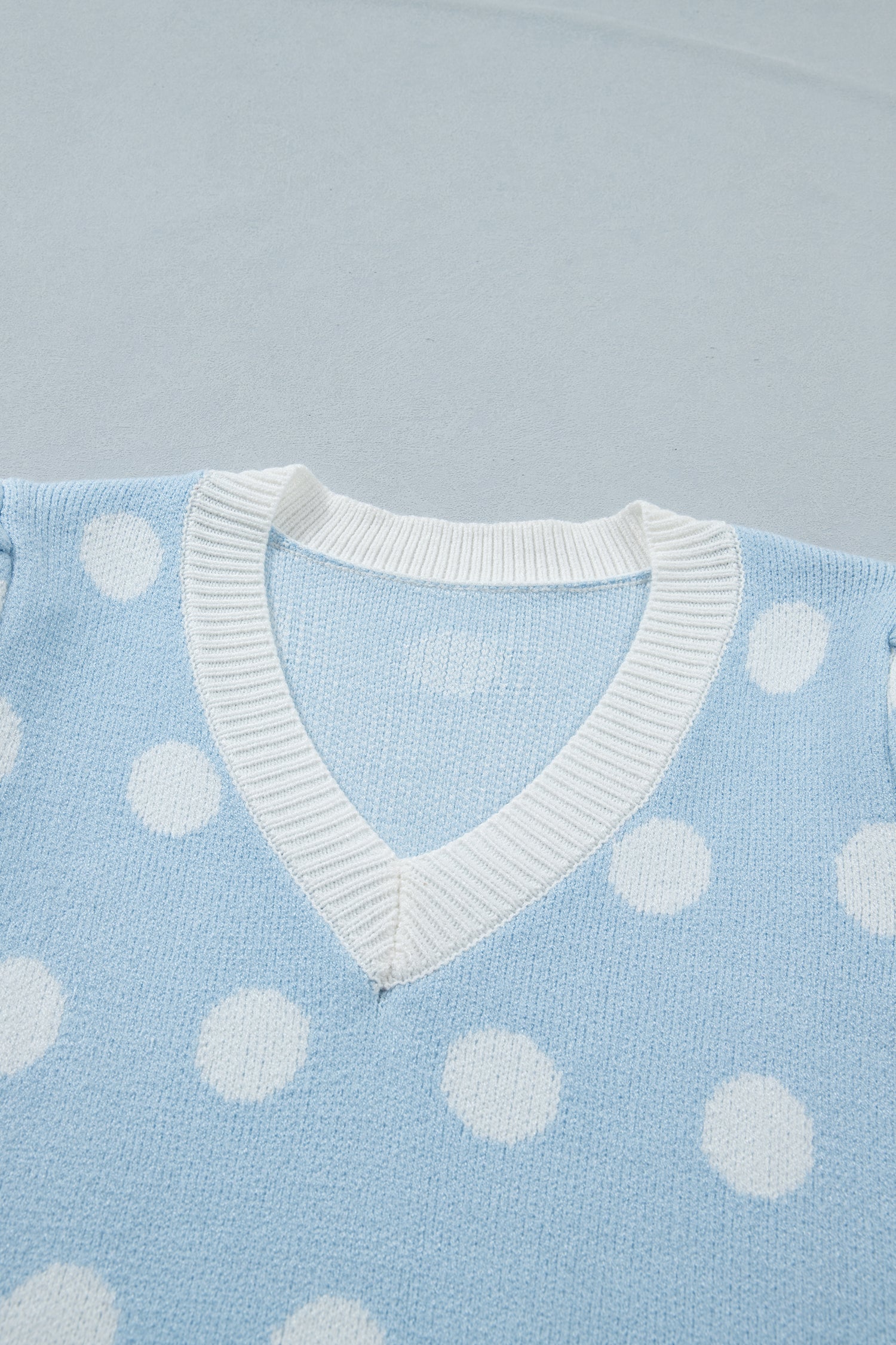 Rose Red Polka Dot Puff Short Sleeve Sweater Top-Sweaters & Cardigans/Short Sleeve Sweaters-[Adult]-[Female]-2022 Online Blue Zone Planet
