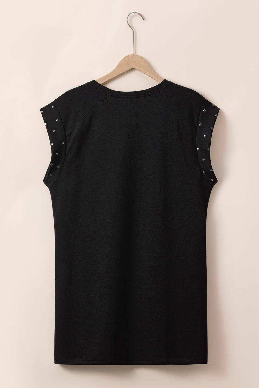 Black Studded Cap Sleeve Plus Size T-shirt Dress-TOPS / DRESSES-[Adult]-[Female]-2022 Online Blue Zone Planet