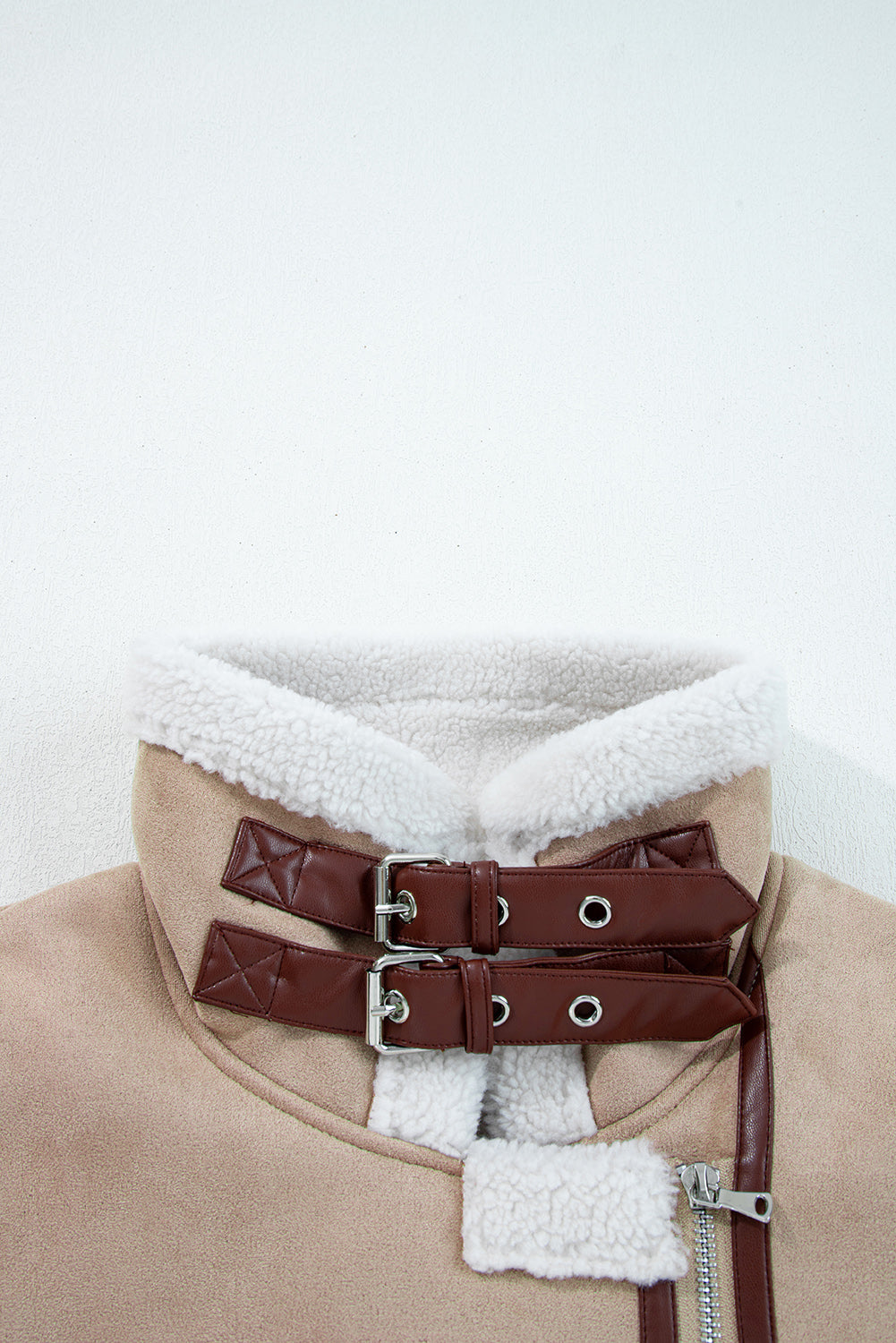 Dark Khaki Sherpa Lined Faux Suede Lapel Collar Vest-TOPS / DRESSES-[Adult]-[Female]-2022 Online Blue Zone Planet