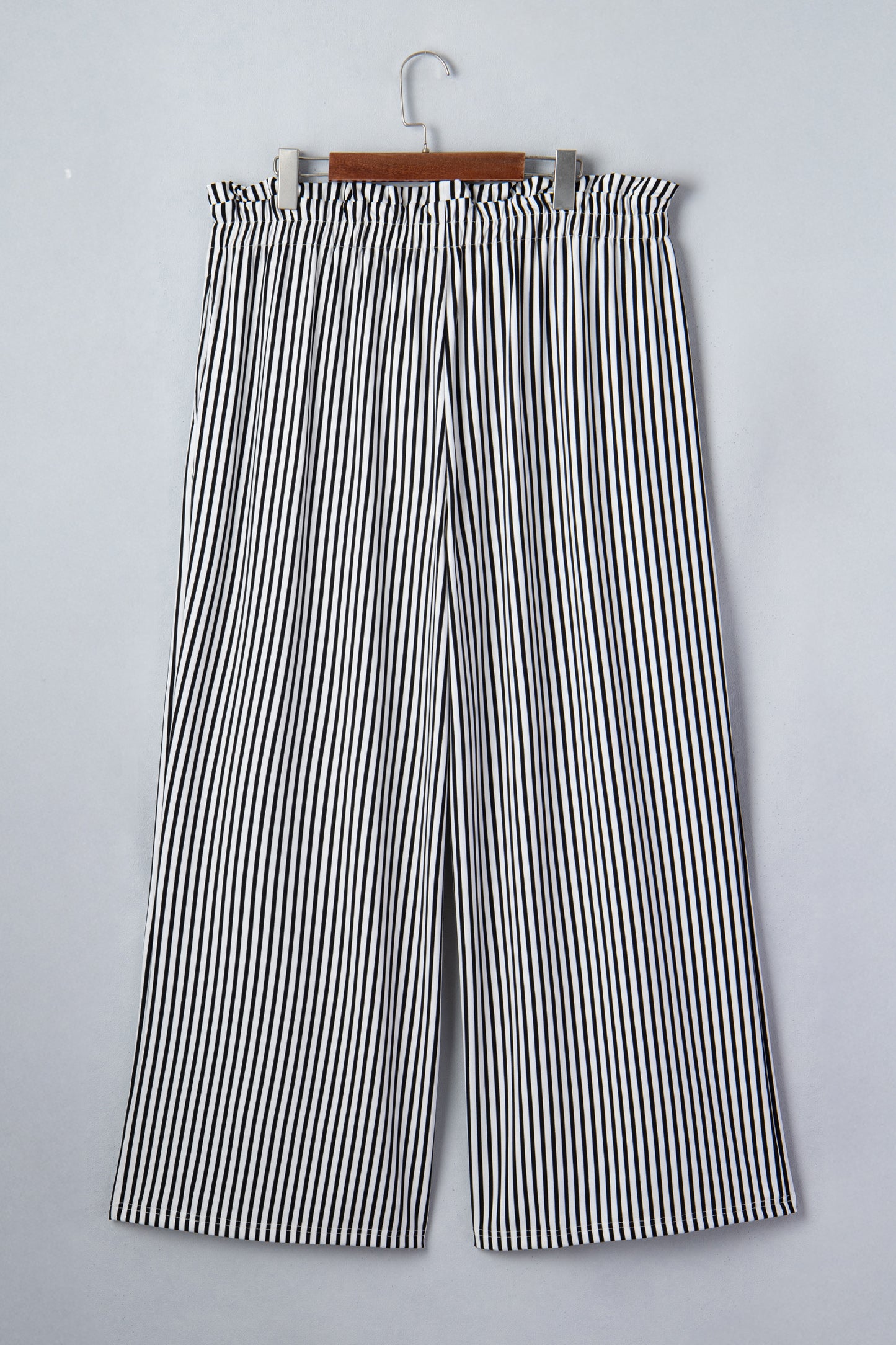 Black Stripe Plus Size Loose Straight Casual Pants-Plus Size/Plus Size Bottoms-[Adult]-[Female]-2022 Online Blue Zone Planet