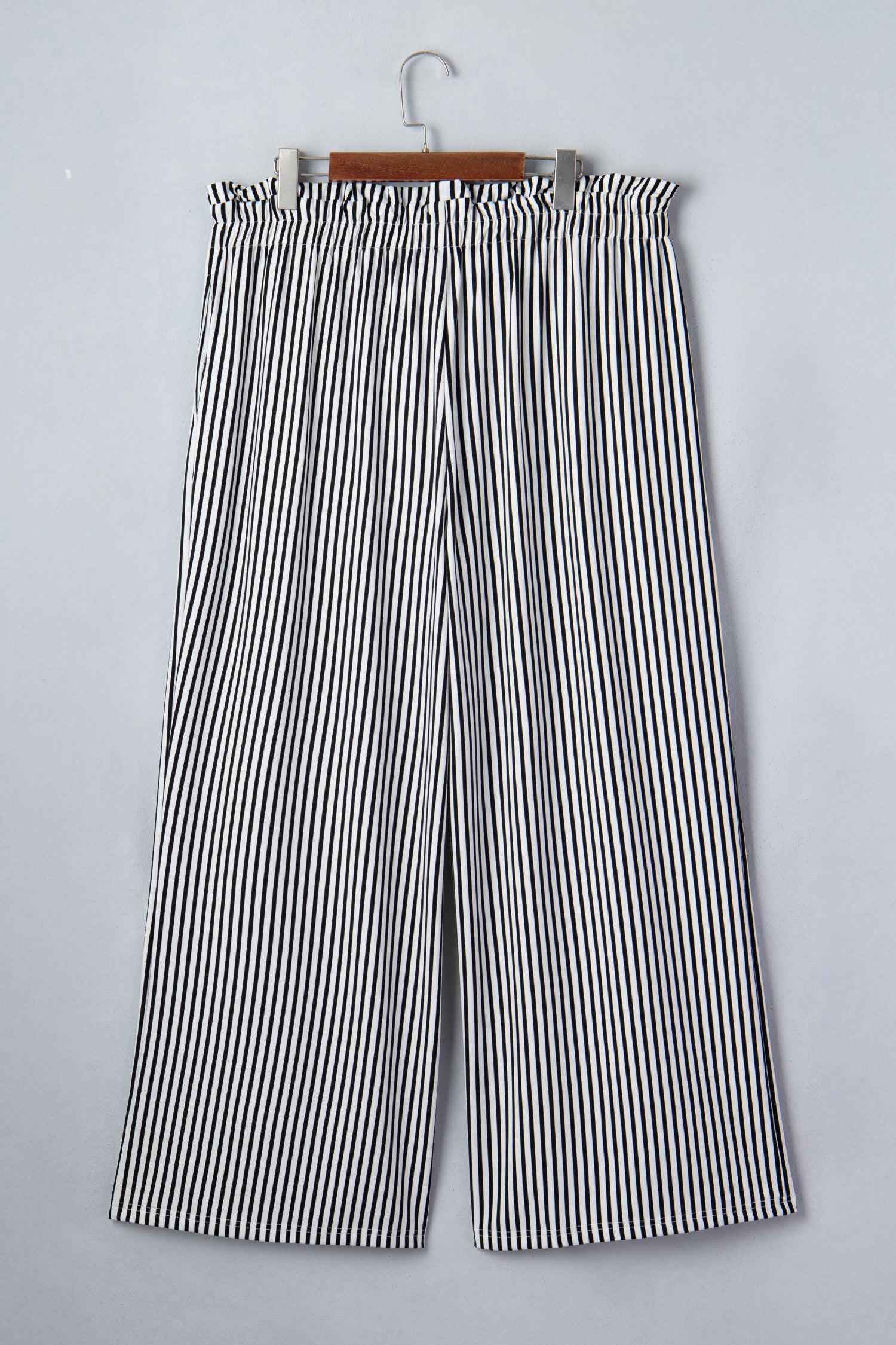 Black Stripe Plus Size Loose Straight Casual Pants-Plus Size/Plus Size Bottoms-[Adult]-[Female]-2022 Online Blue Zone Planet