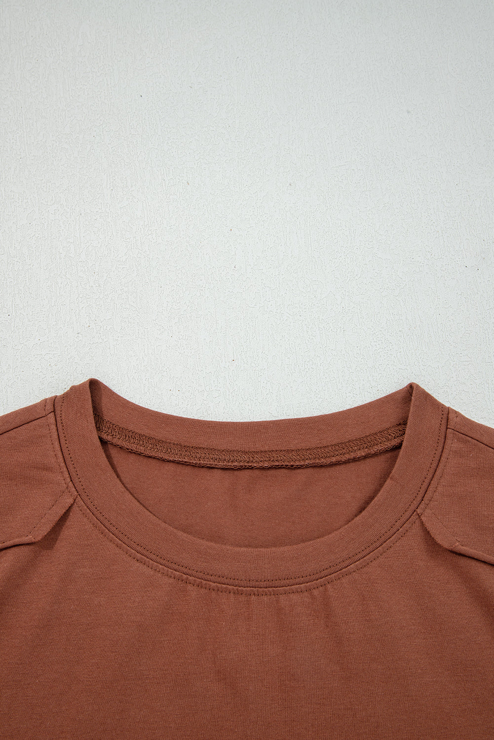 Chestnut Raw Seam Detail Solid Color Long Sleeve Top-Tops/Long Sleeve Tops-[Adult]-[Female]-2022 Online Blue Zone Planet