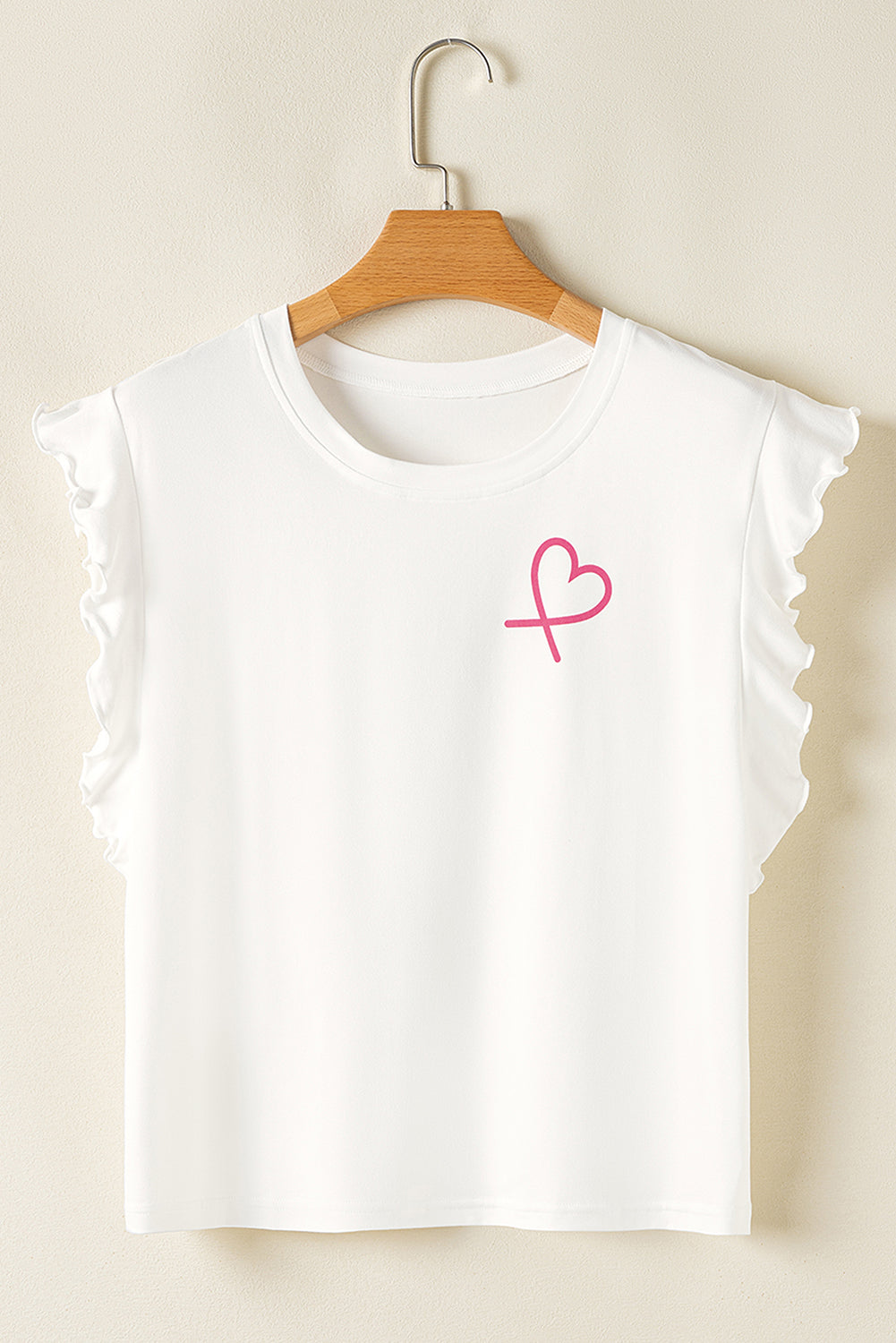 Pink Ruffled Tank Top And Heart Print Pants Lounge Set-Loungewear & Sleepwear/Loungewear-[Adult]-[Female]-2022 Online Blue Zone Planet