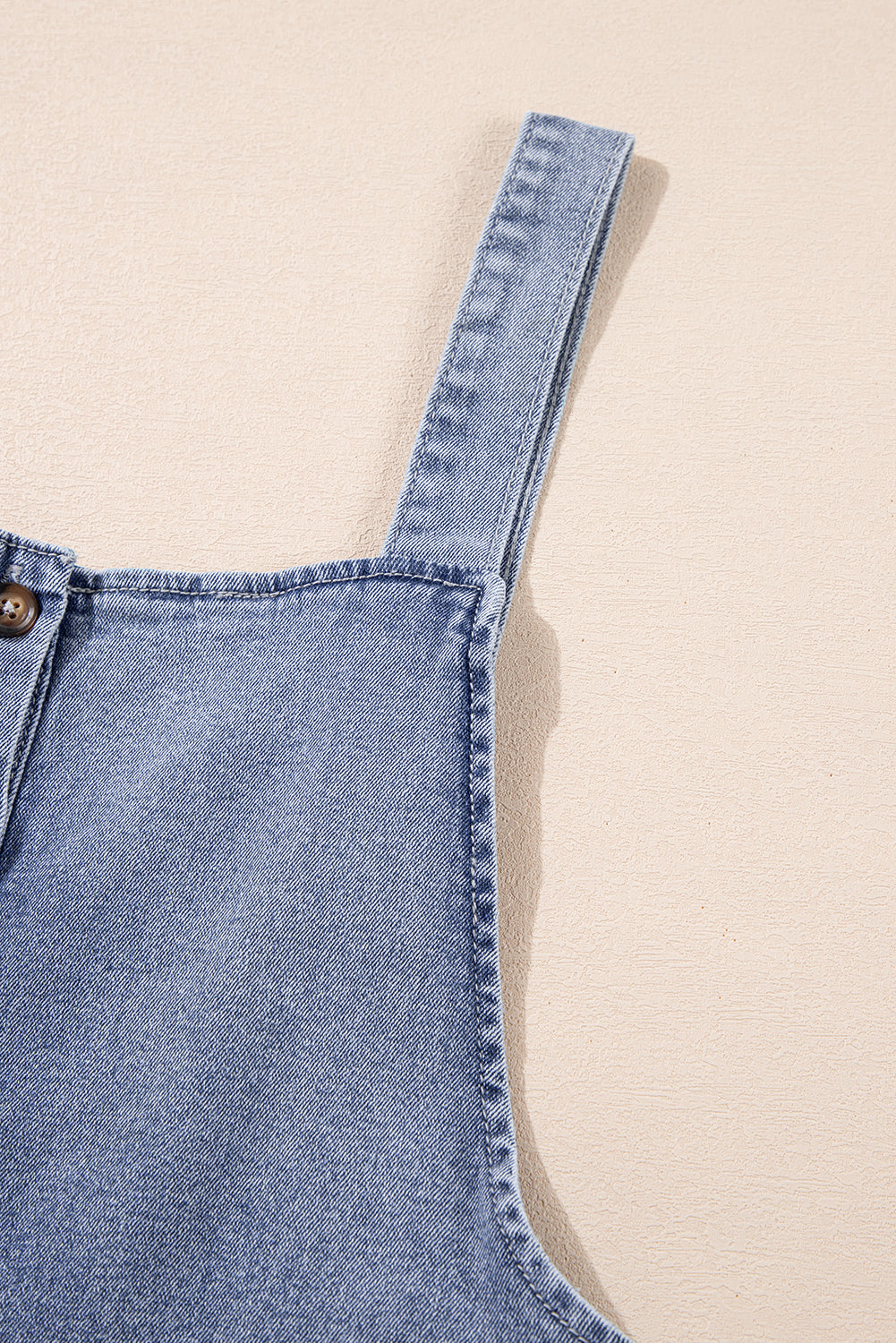 Blue Zone Planet | Stone Blue Washed Denim Half Buttons Patched Pocket Wide Leg Overalls-Bottoms/Jumpsuits & Rompers-[Adult]-[Female]-2022 Online Blue Zone Planet