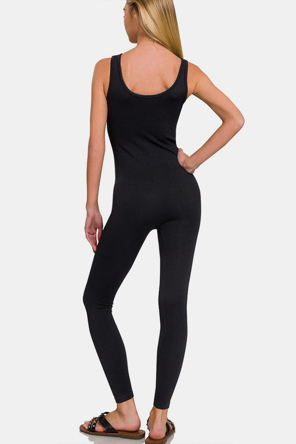 Zenana Ribbed Bra Padded Sports Seamless Jumpsuit-[Adult]-[Female]-2022 Online Blue Zone Planet