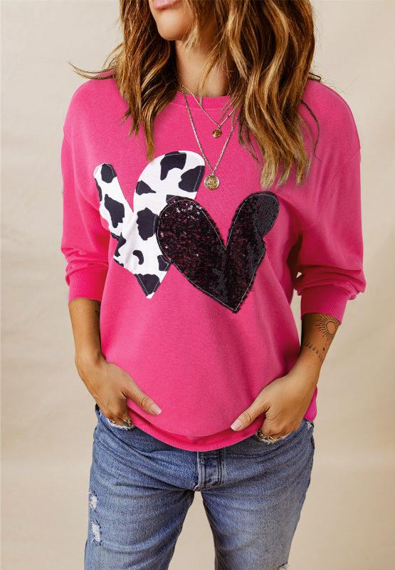 Heart Patch Long Sleeve Sweatshirt-TOPS / DRESSES-[Adult]-[Female]-2022 Online Blue Zone Planet