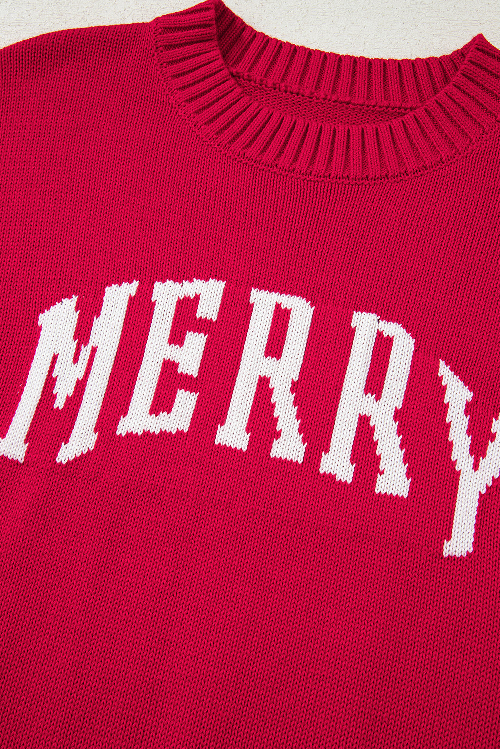 Fiery Red Merry Letter Pattern Christmas Holiday Baggy Sweater-TOPS / DRESSES-[Adult]-[Female]-2022 Online Blue Zone Planet