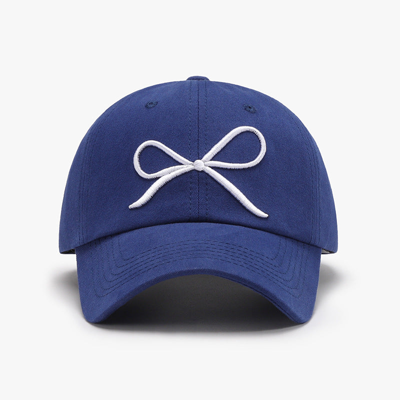 Blue Zone Planet | Bow Embroidered Cotton Baseball Cap-TOPS / DRESSES-[Adult]-[Female]-Royal Blue-One Size-2022 Online Blue Zone Planet