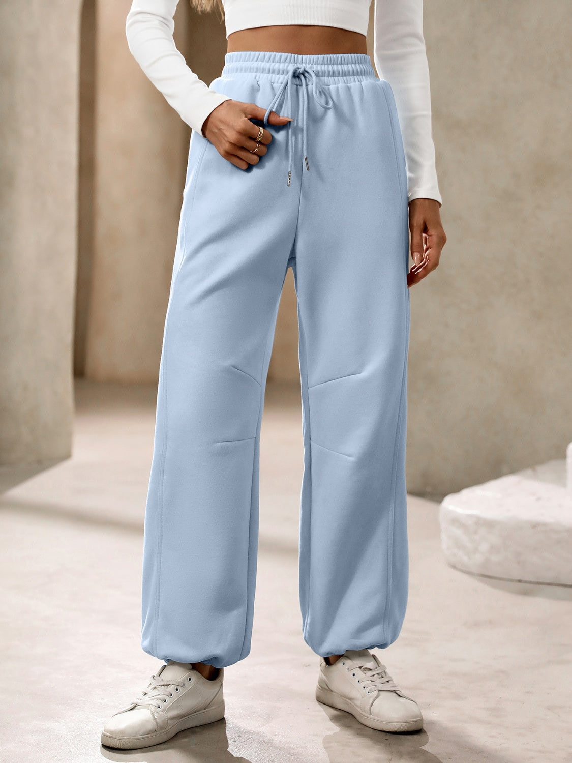 Drawstring Joggers with Pockets-[Adult]-[Female]-2022 Online Blue Zone Planet