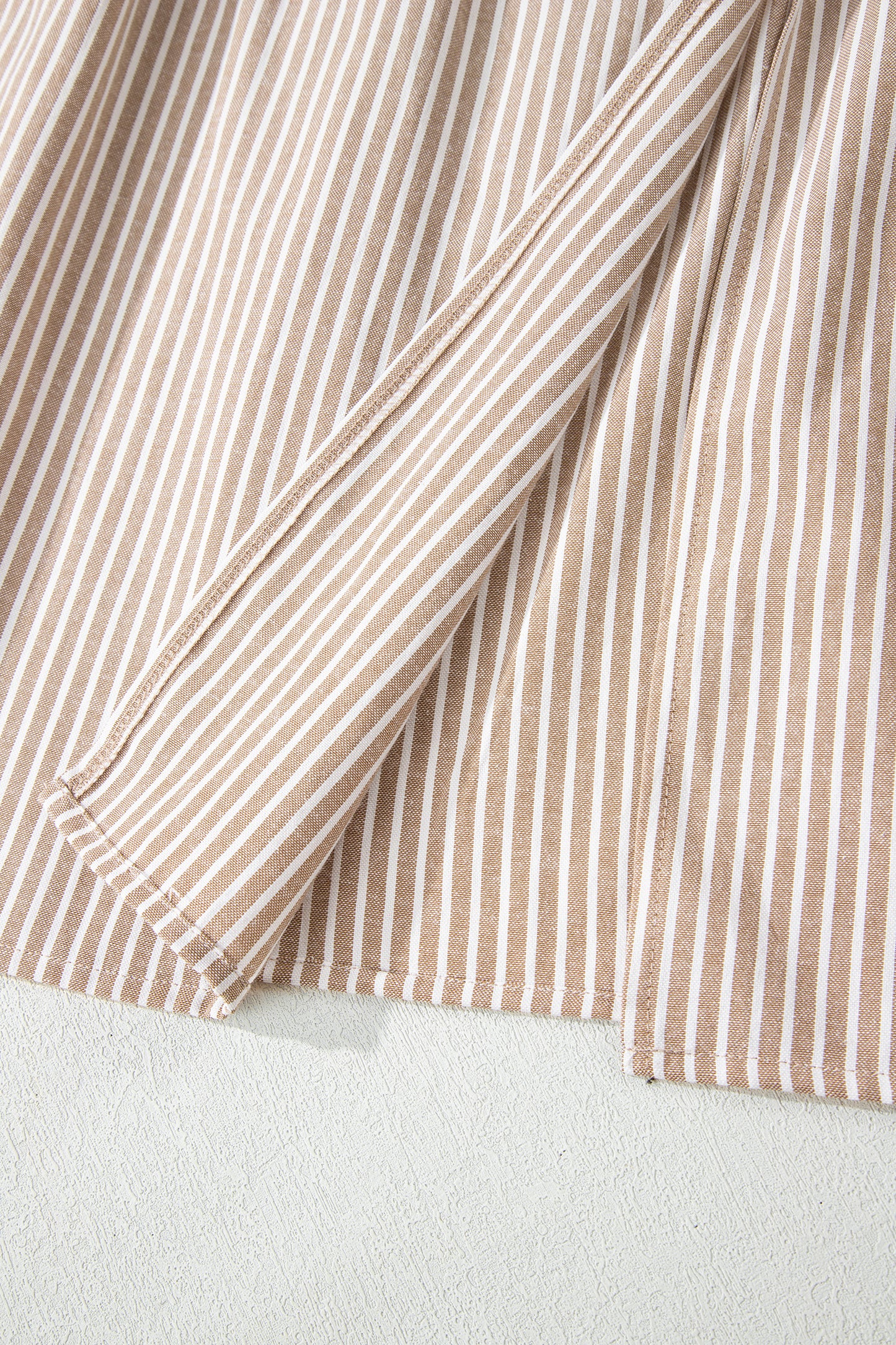 Khaki Stripe Flutter Sleeve Buttoned Front Slit Maxi Dress-TOPS / DRESSES-[Adult]-[Female]-2022 Online Blue Zone Planet