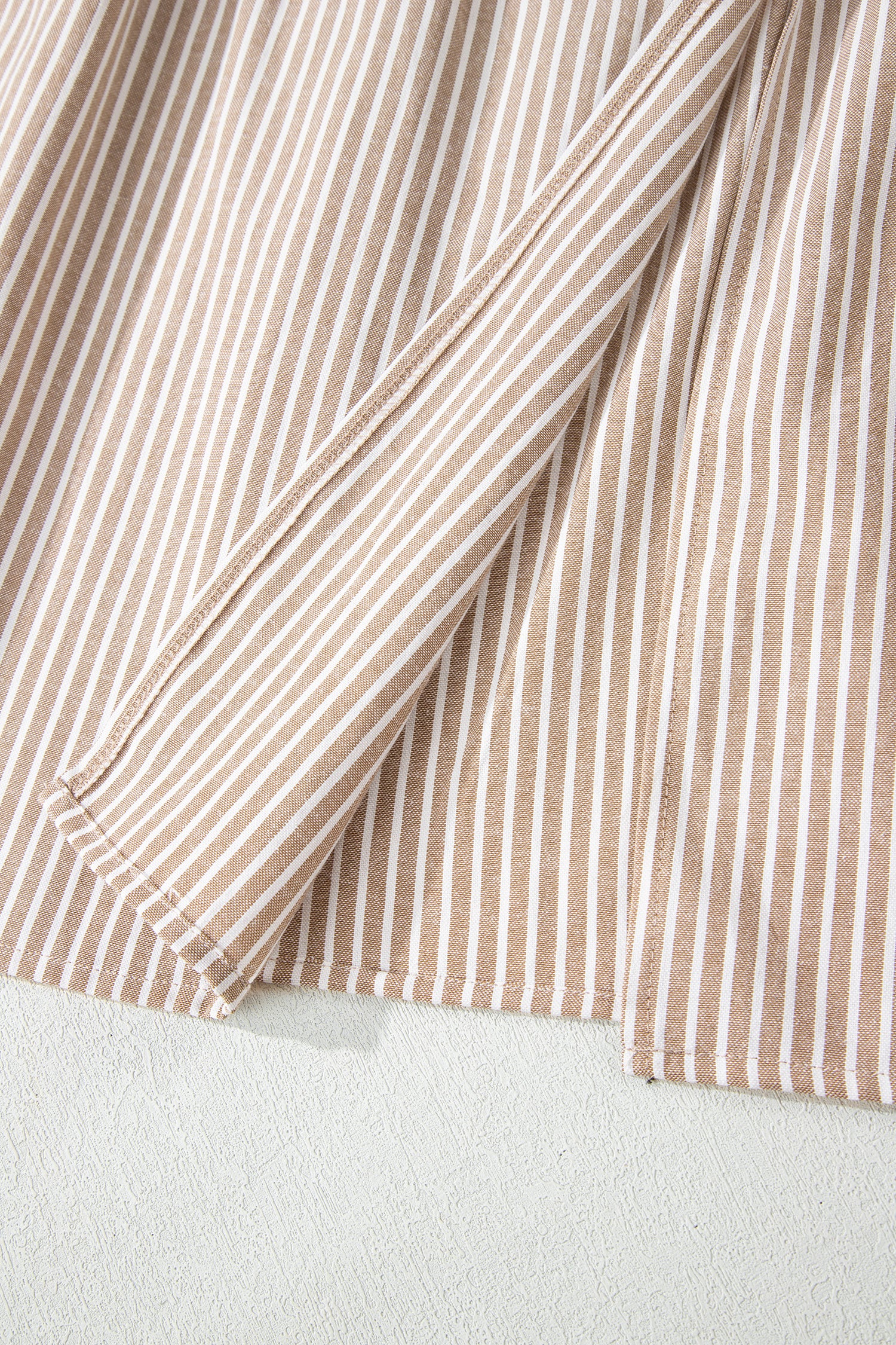 Khaki Stripe Flutter Sleeve Buttoned Front Slit Maxi Dress-TOPS / DRESSES-[Adult]-[Female]-2022 Online Blue Zone Planet