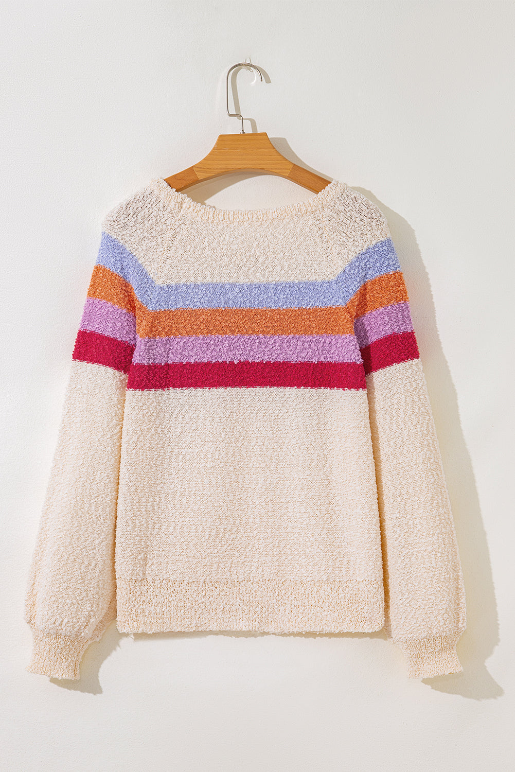Jet Stream Striped Color Block Loose Sleeve Chic Sweater-Sweaters & Cardigans/Sweaters-[Adult]-[Female]-2022 Online Blue Zone Planet