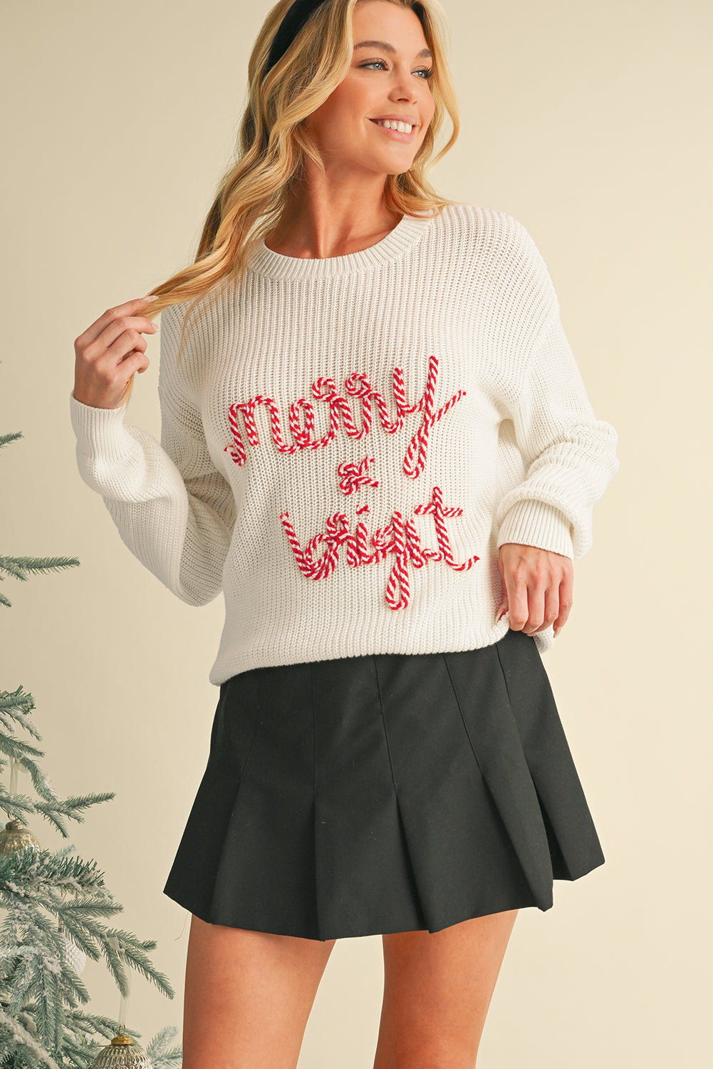 Bright White Merry & Bright Christmas Sweater-Sweaters-[Adult]-[Female]-2022 Online Blue Zone Planet