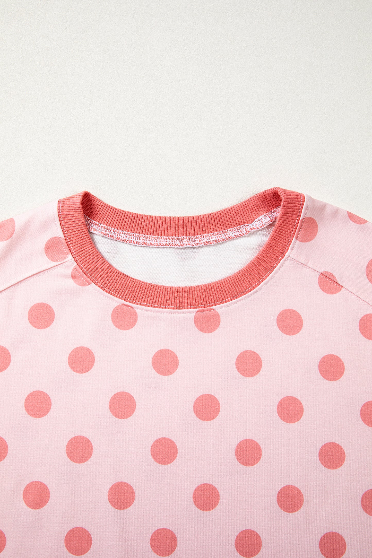 Pink Color Block Trim Polka Dot Casual Tee-Tops/Tops & Tees-[Adult]-[Female]-2022 Online Blue Zone Planet
