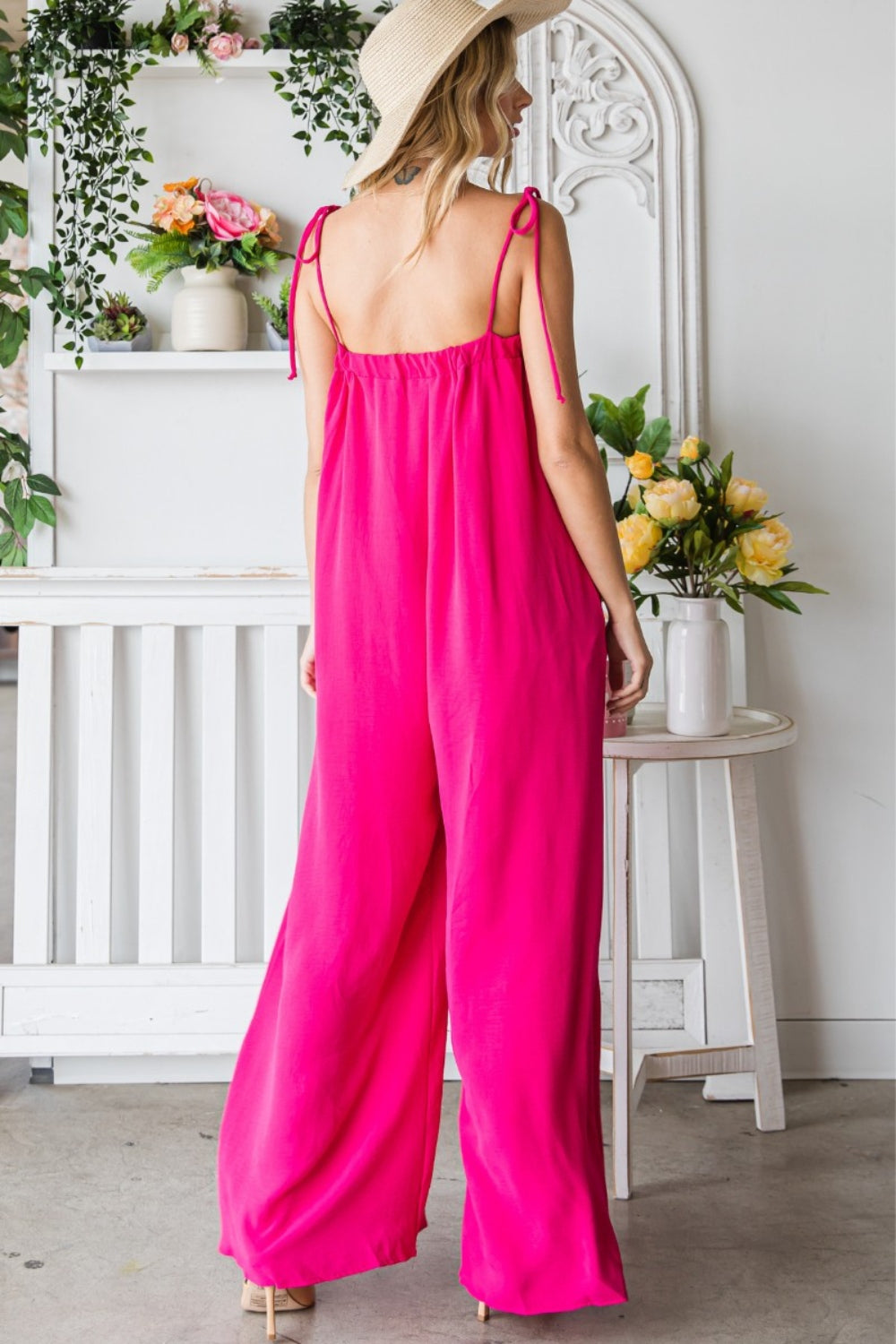 Veveret Pocketed Spaghetti Strap Wide Leg Jumpsuit-TOPS / DRESSES-[Adult]-[Female]-2022 Online Blue Zone Planet