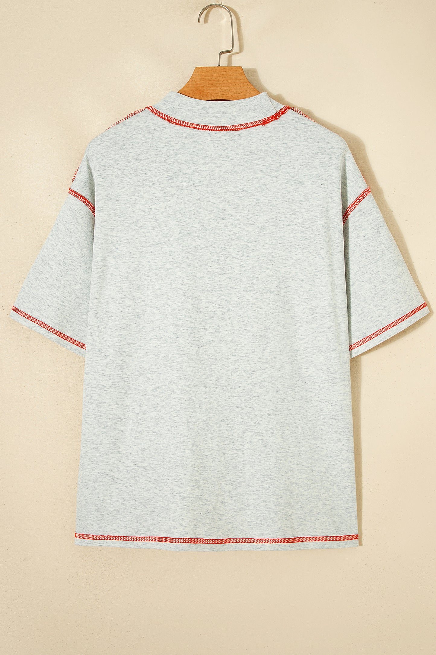 Light Grey Reversible Contrast-Stitched T-Shirt-Tops/Tops & Tees-[Adult]-[Female]-2022 Online Blue Zone Planet