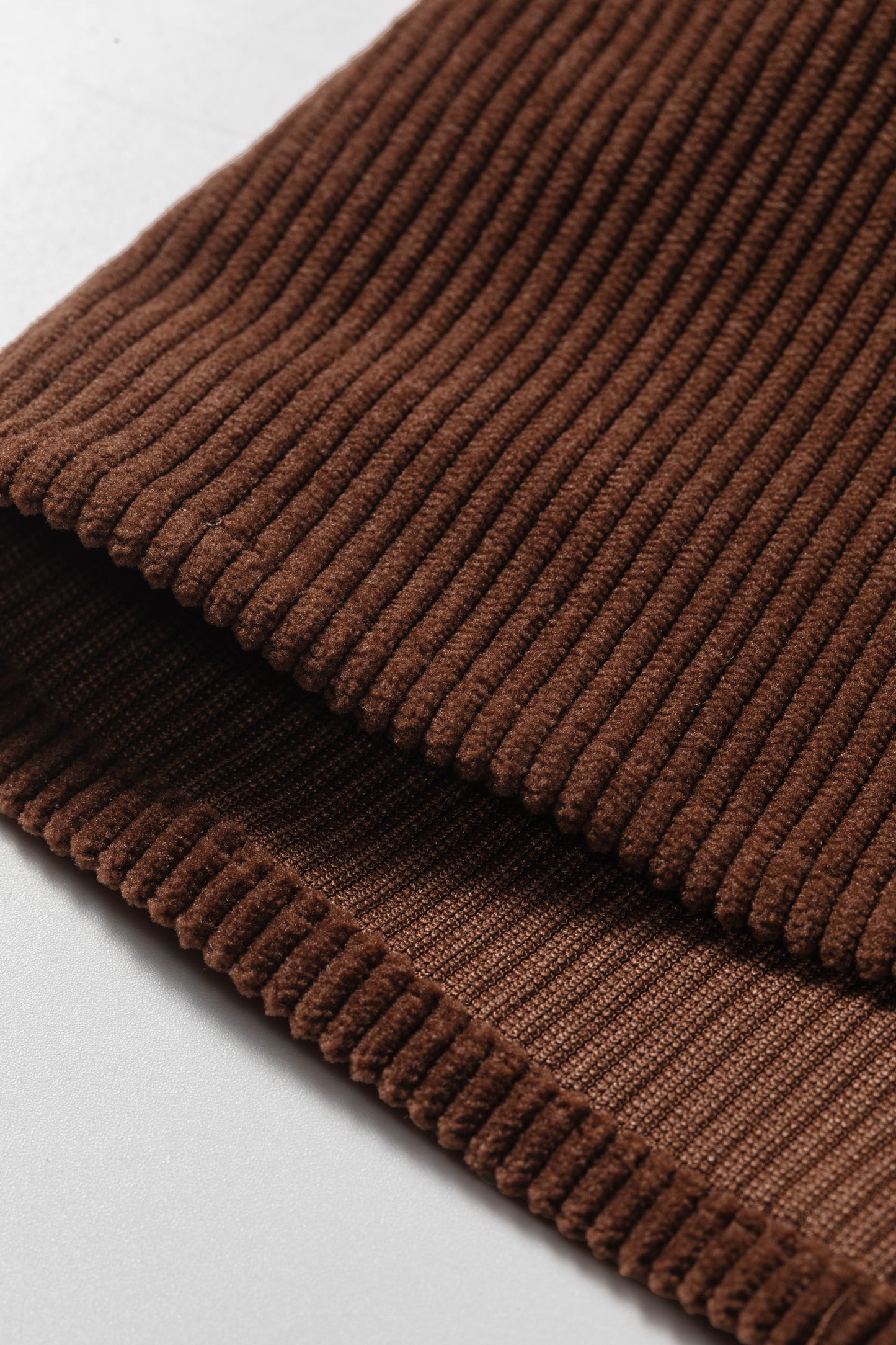 Coffee Solid Color Ruffle Trim V Neck Long Sleeve Button Corduroy Shakcet-Outerwear/Jackets-[Adult]-[Female]-2022 Online Blue Zone Planet