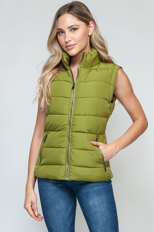 Snobbish Zip Up Turtleneck Vest with Pockets-TOPS / DRESSES-[Adult]-[Female]-Cardamom Seed-S-2022 Online Blue Zone Planet