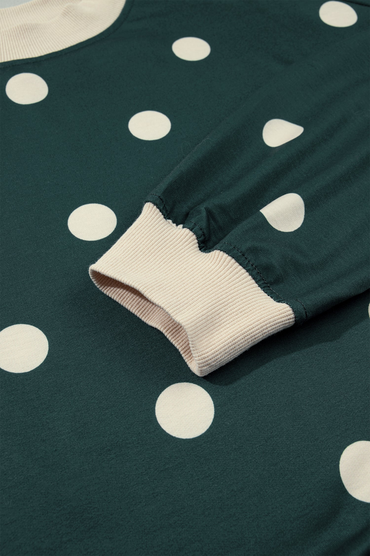 Green Polka Dot Print Color Block Trim Baggy Pullover Drawstring Skirt 2pcs Set-Two Piece Sets/Two Piece Dresses-[Adult]-[Female]-2022 Online Blue Zone Planet
