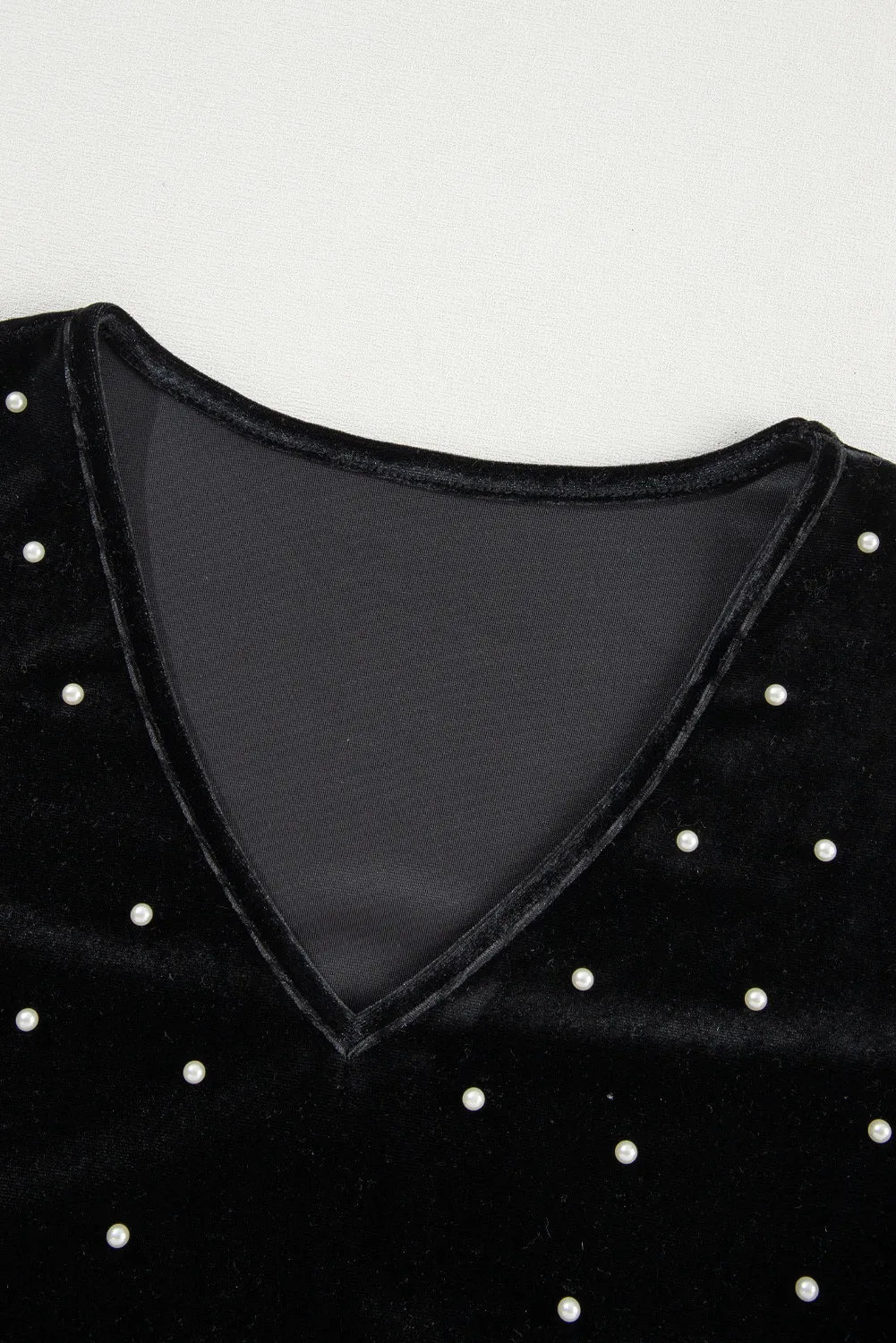 Pearl Detail V-Neck Long Sleeve Bodysuit-TOPS / DRESSES-[Adult]-[Female]-2022 Online Blue Zone Planet