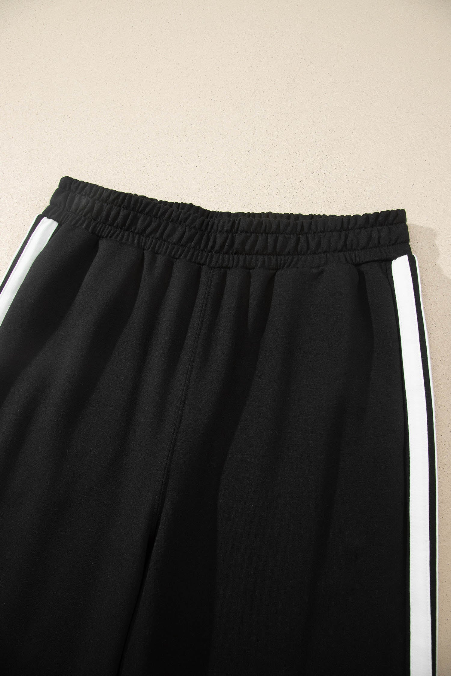 Black Varsity Striped Detail Loose Tee Jogger Pants 2pcs Outfit-Two Piece Sets/Pant Sets-[Adult]-[Female]-2022 Online Blue Zone Planet