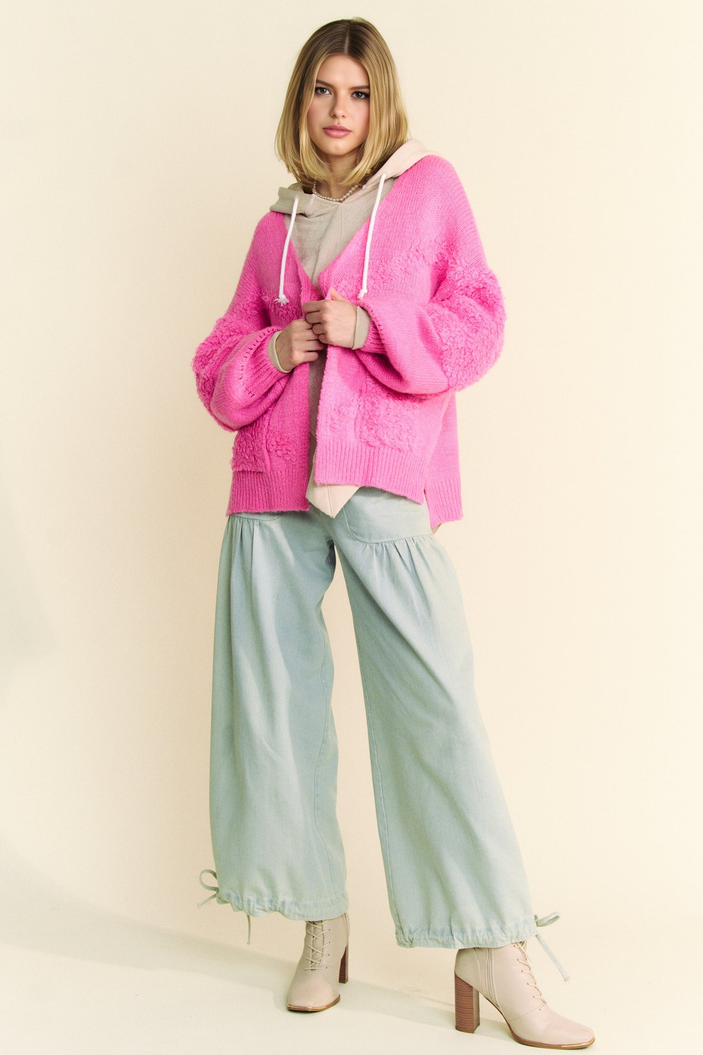 Davi & Dani Side Slit Open Front Long Sleeve Cardigan-TOPS / DRESSES-[Adult]-[Female]-2022 Online Blue Zone Planet