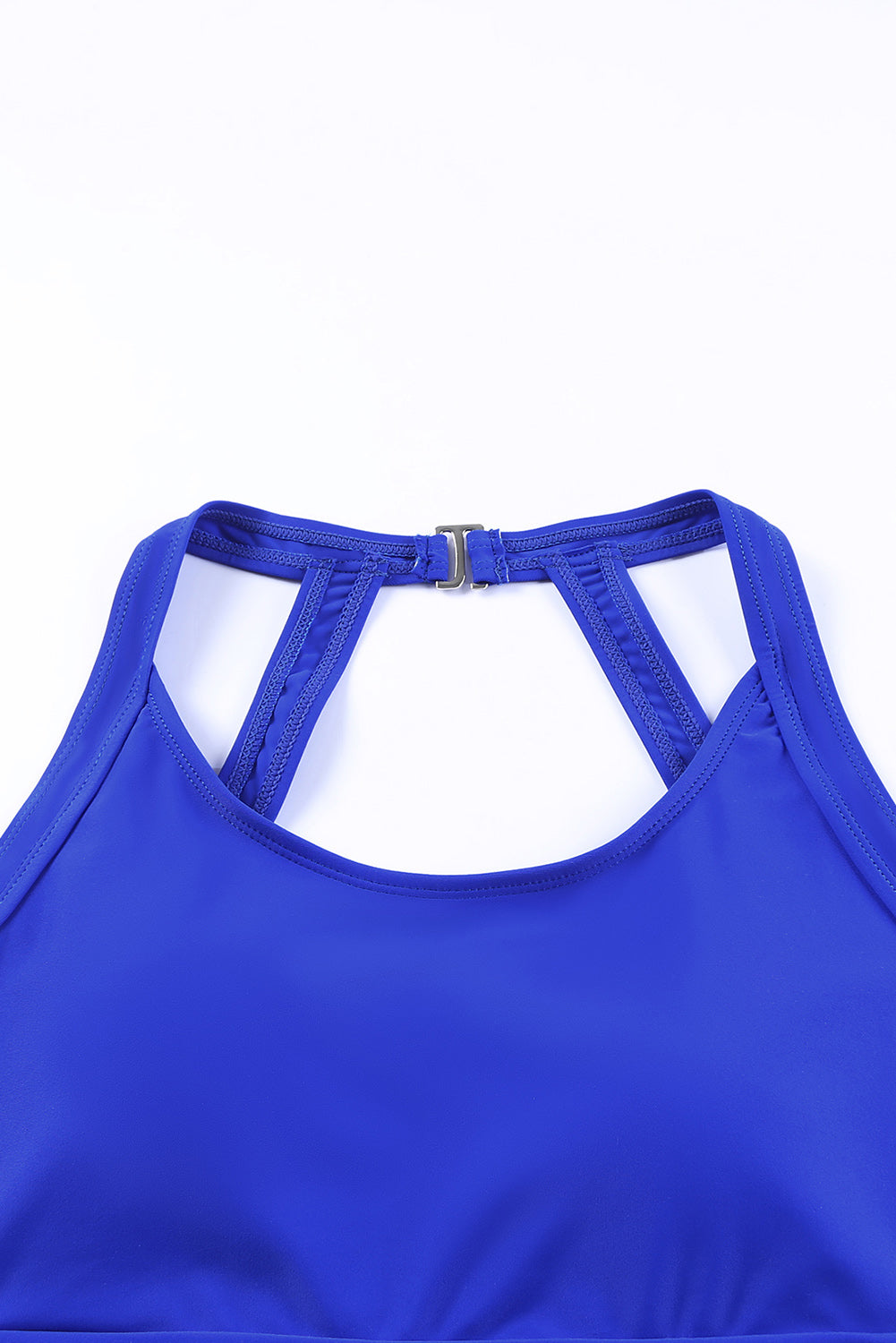 Blue Zone Planet |  Blue Strappy Halterneck Skirt Style One Piece Swimsuit Blue Zone Planet