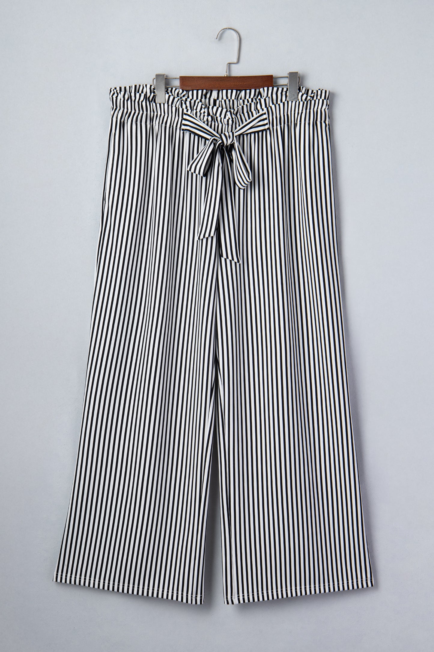 Black Stripe Plus Size Loose Straight Casual Pants-Plus Size/Plus Size Bottoms-[Adult]-[Female]-2022 Online Blue Zone Planet