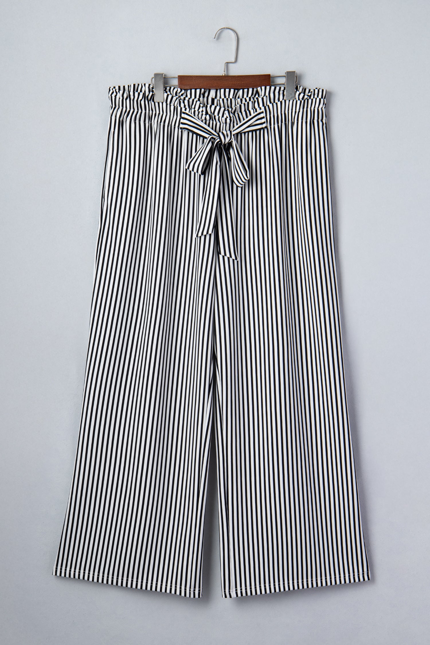 Black Stripe Plus Size Loose Straight Casual Pants-Plus Size/Plus Size Bottoms-[Adult]-[Female]-2022 Online Blue Zone Planet
