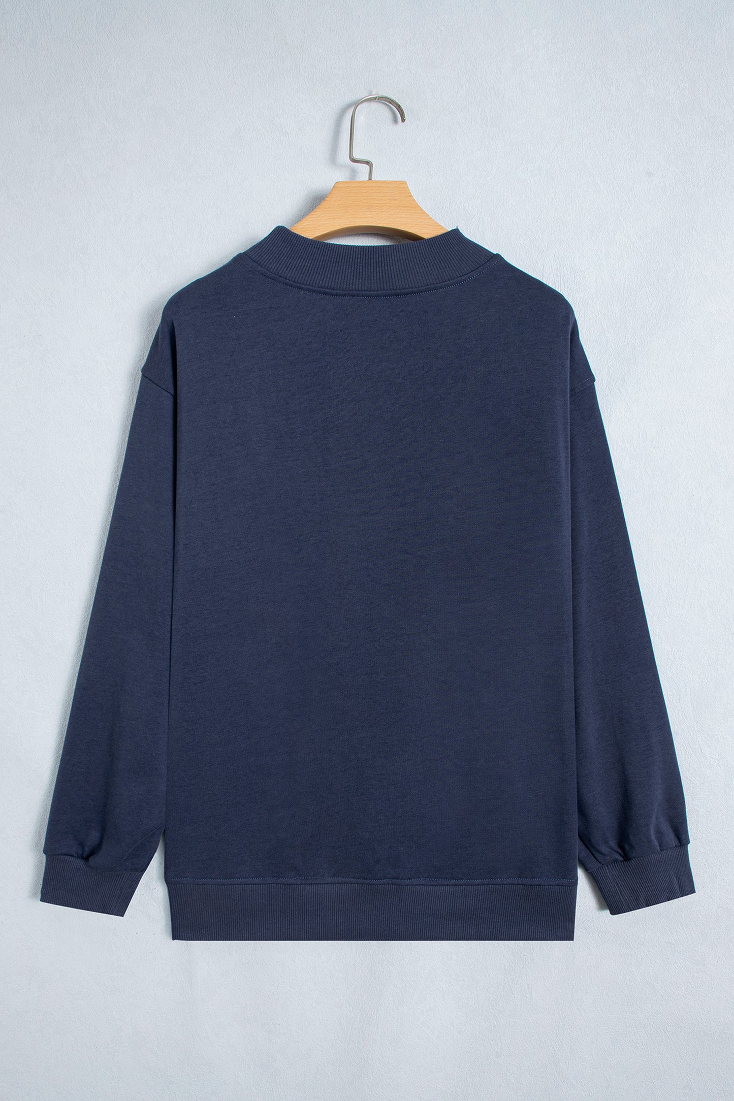 Dirty blue Embroidered Leopard Alabama High Neck Long Sleeve Tunic Sweatshirt-Tops/Sweatshirts & Hoodies-[Adult]-[Female]-2022 Online Blue Zone Planet
