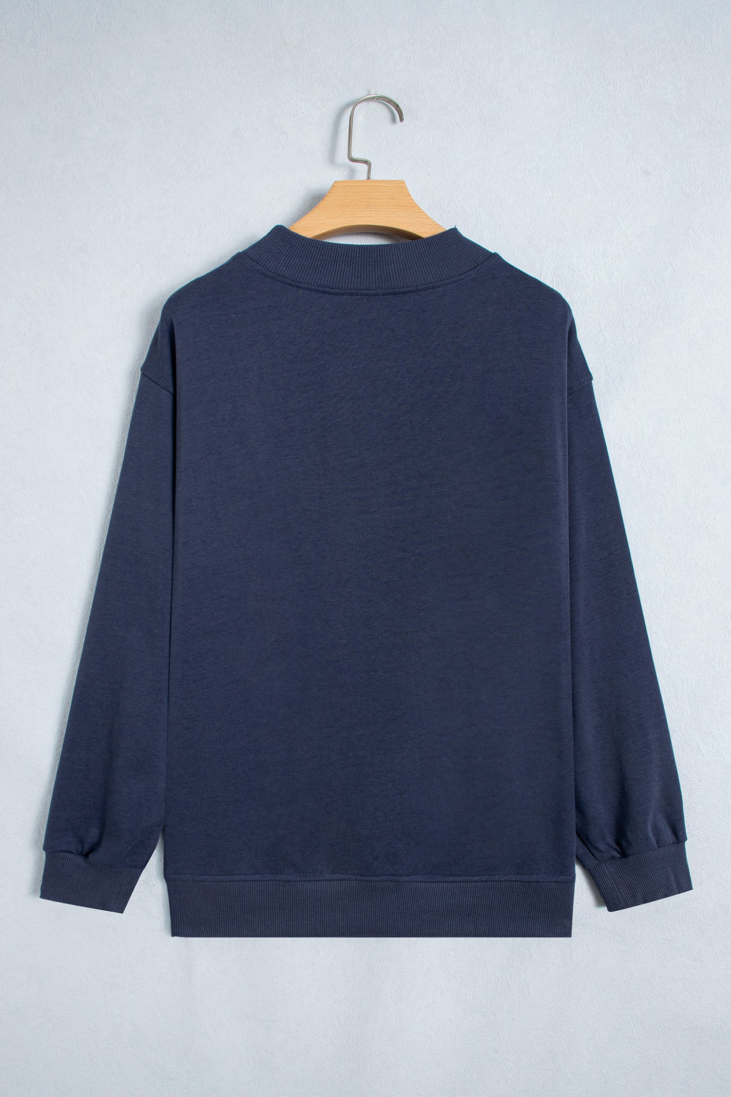Dirty blue Embroidered Leopard Alabama High Neck Long Sleeve Tunic Sweatshirt-Tops/Sweatshirts & Hoodies-[Adult]-[Female]-2022 Online Blue Zone Planet
