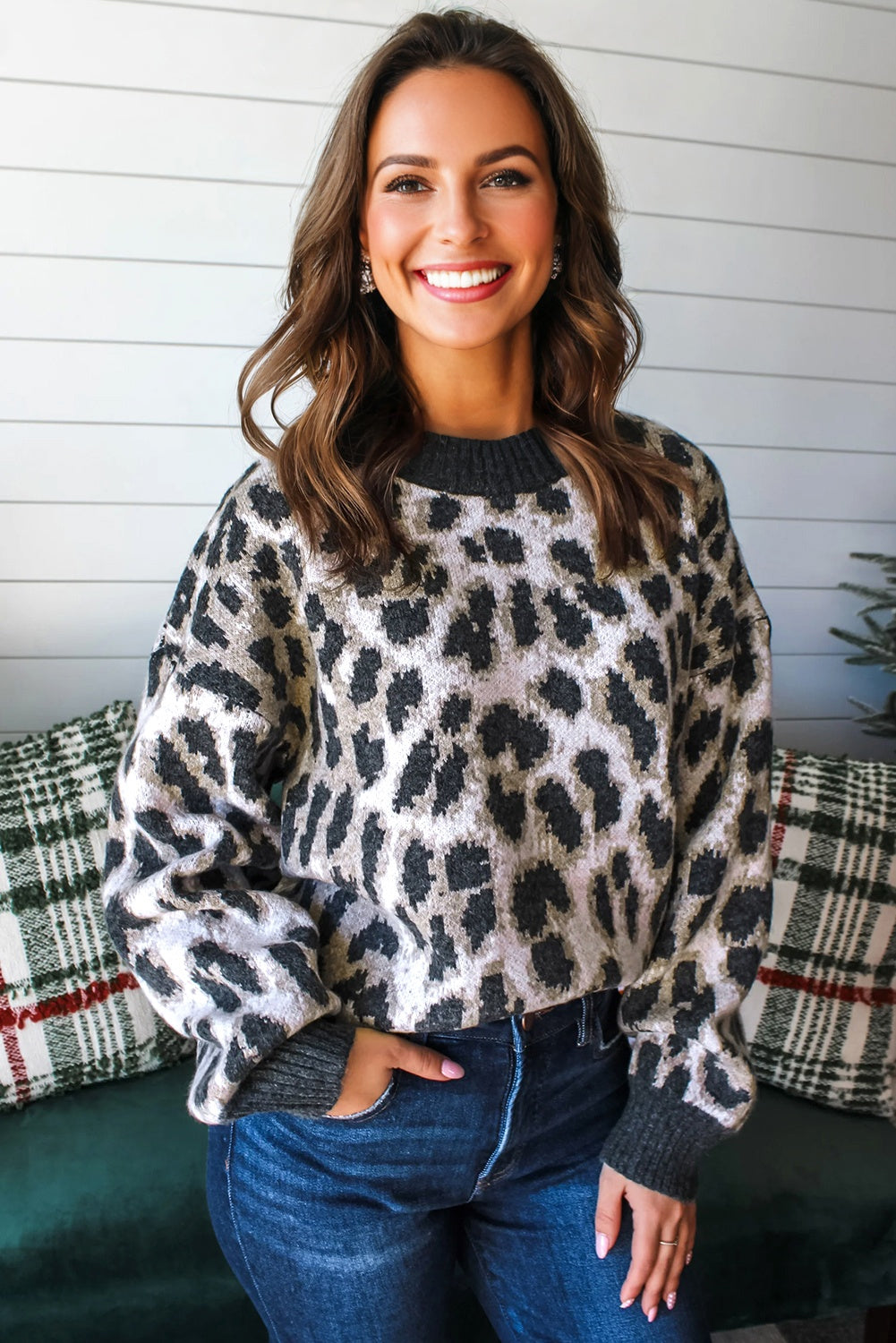 Carbon Grey Leopard Drop Shoulder Baggy Sweater-TOPS / DRESSES-[Adult]-[Female]-2022 Online Blue Zone Planet