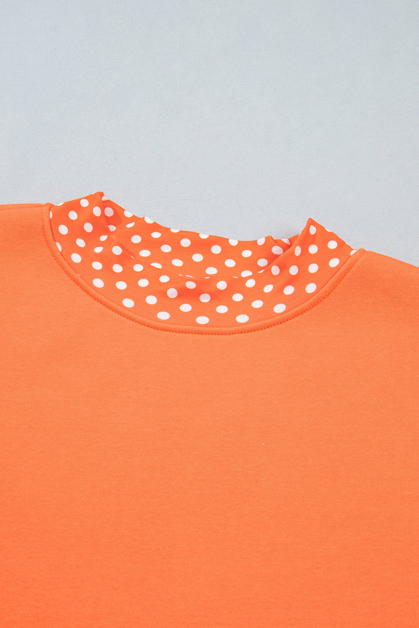 Racing Red Colorblock Polka Dot Contrast Trim Oversized Sweatshirt-Tops/Sweatshirts & Hoodies-[Adult]-[Female]-2022 Online Blue Zone Planet