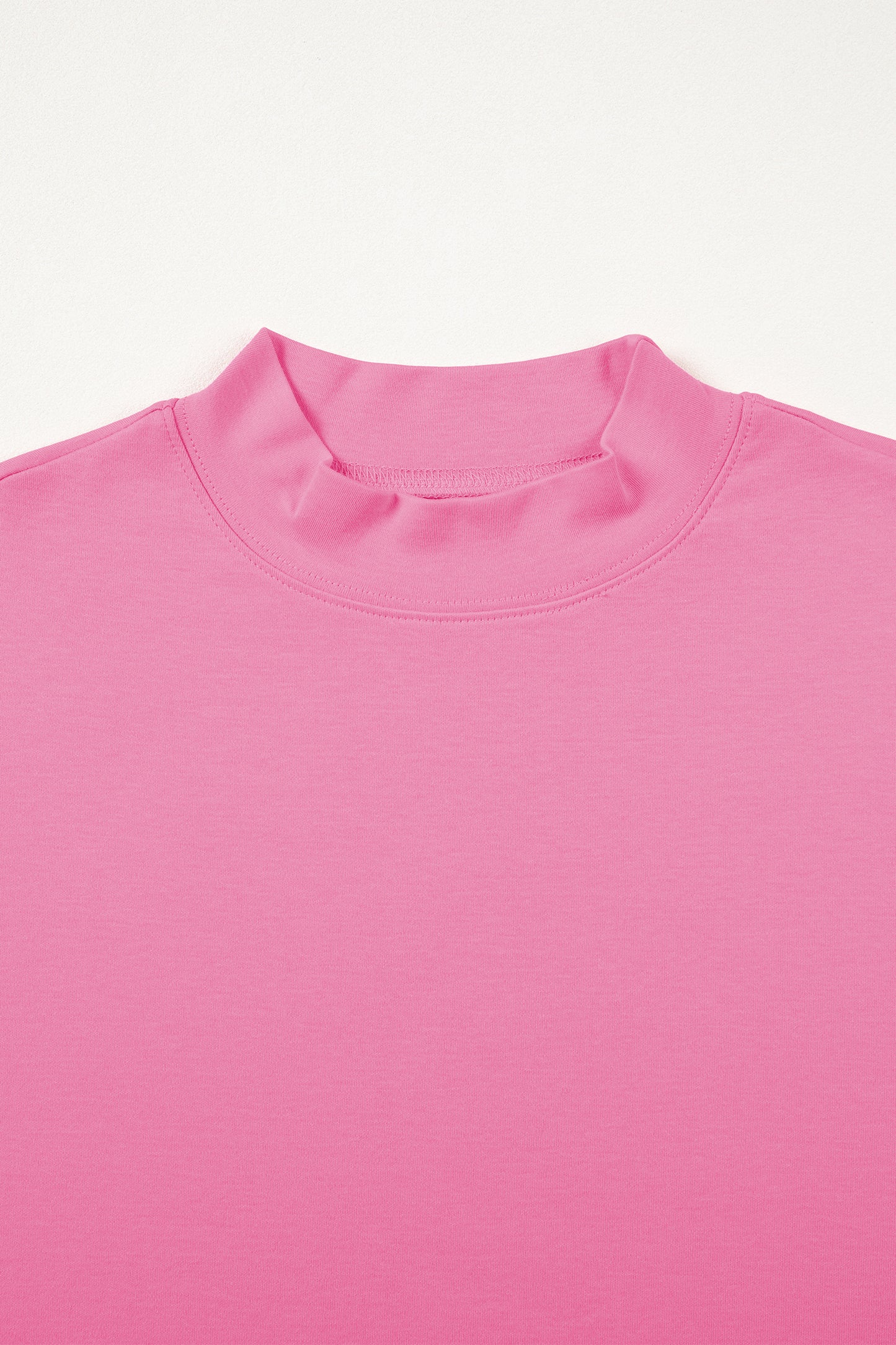 Pink Solid Color High Neck Oversize Tee-Tops/Tops & Tees-[Adult]-[Female]-2022 Online Blue Zone Planet