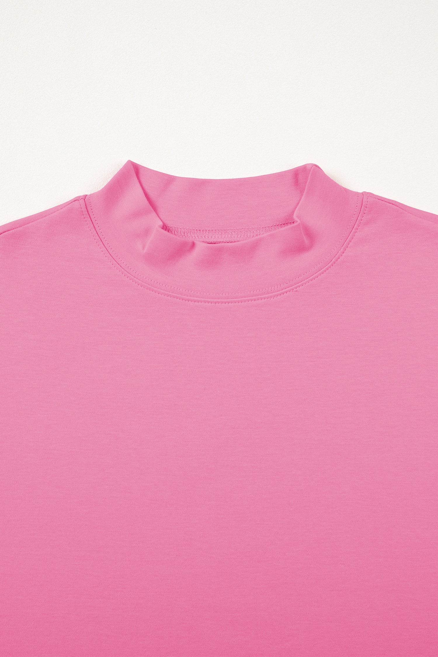 Pink Solid Color High Neck Oversize Tee-Tops/Tops & Tees-[Adult]-[Female]-2022 Online Blue Zone Planet