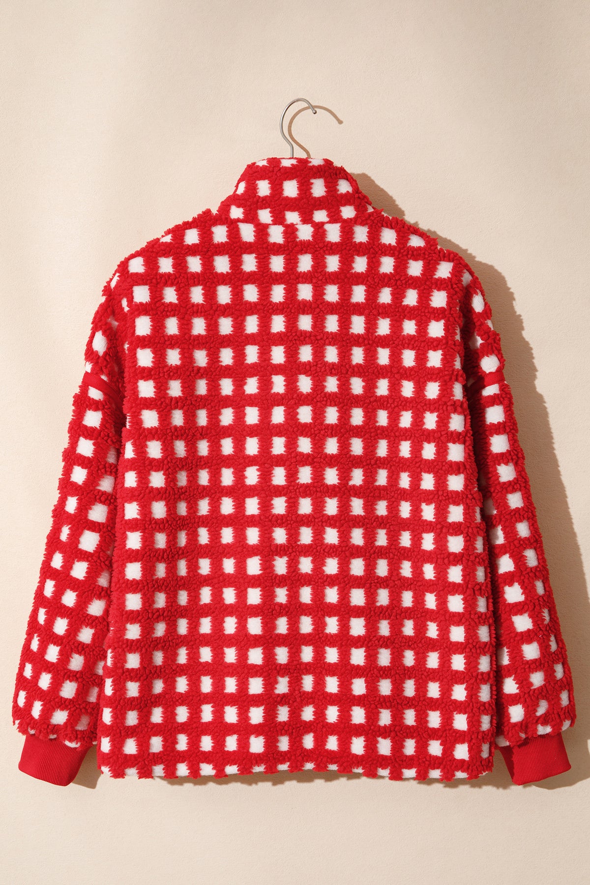 Fiery Red Plaid Zip-up Long Sleeve Jacket-Outerwear/Jackets-[Adult]-[Female]-2022 Online Blue Zone Planet