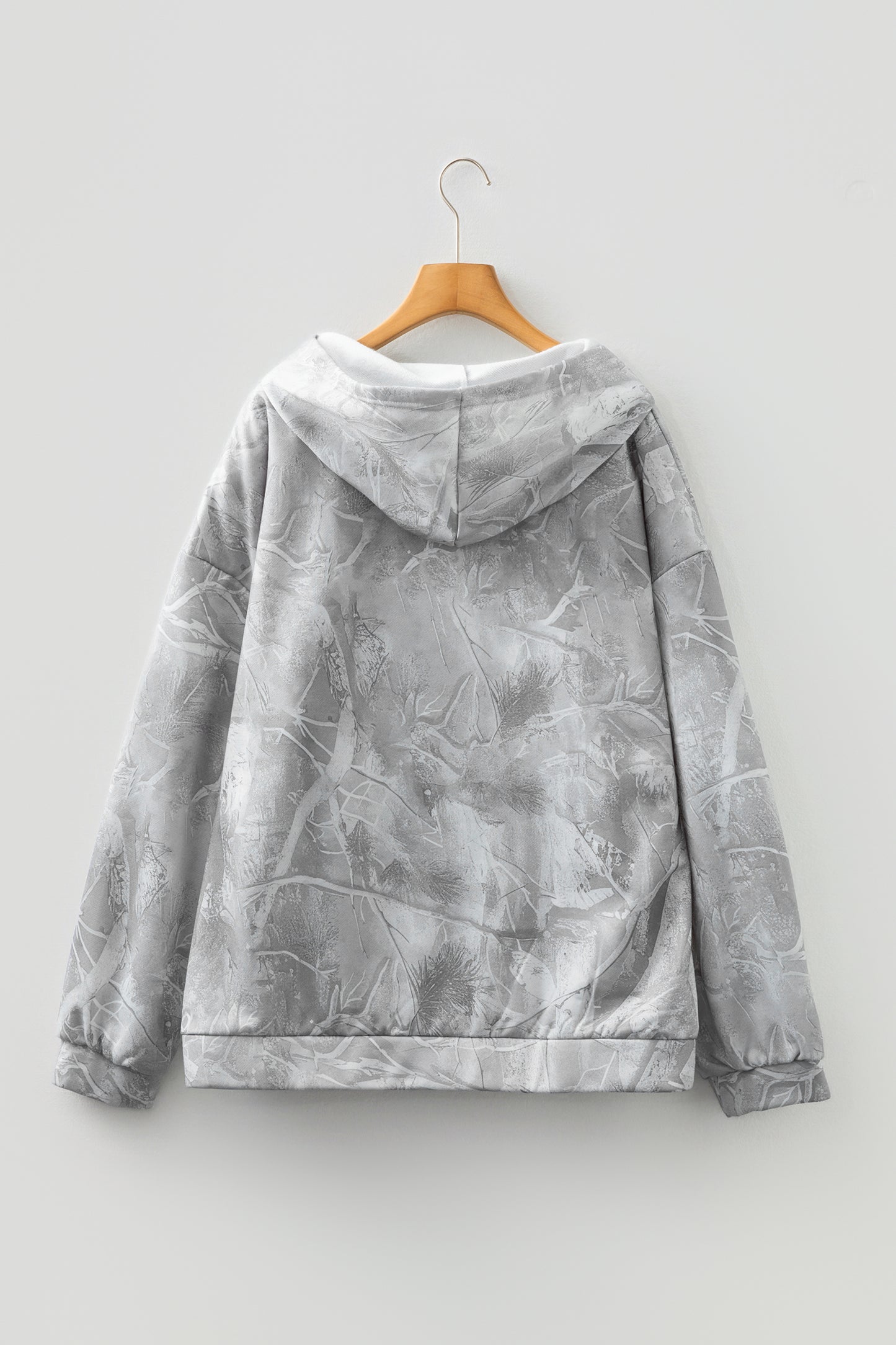 Gray Plus Size Camouflage Woodland Print Oversized Sporty Hoodie-Tops / Dresses-[Adult]-[Female]-2022 Online Blue Zone Planet