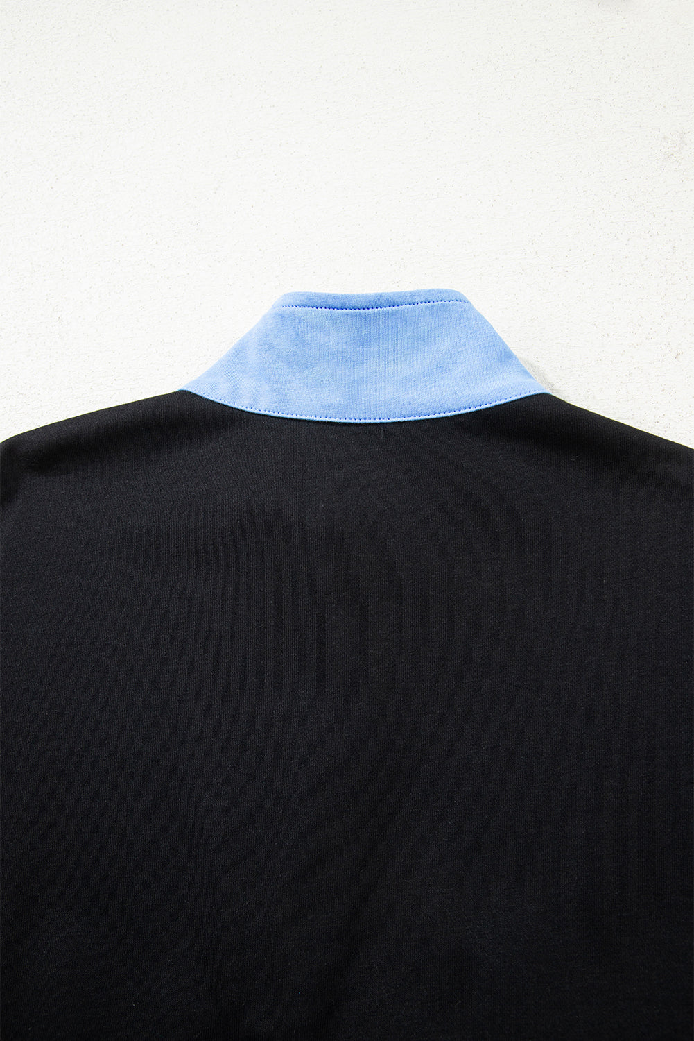 Black Color Block Patchwork Half Button Pullover and Shorts 2pcs Outfit-Two Piece Sets/Short Sets-[Adult]-[Female]-2022 Online Blue Zone Planet