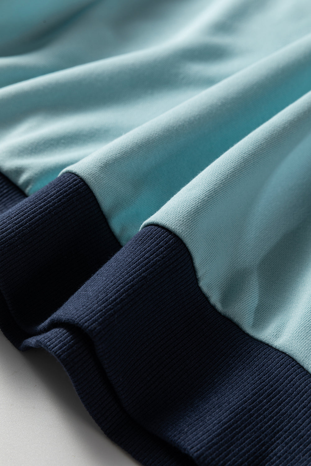 Iceland Blue Contrast Edge Colorblock Patchwork Crop Sweatshirt-Tops/Sweatshirts & Hoodies-[Adult]-[Female]-2022 Online Blue Zone Planet