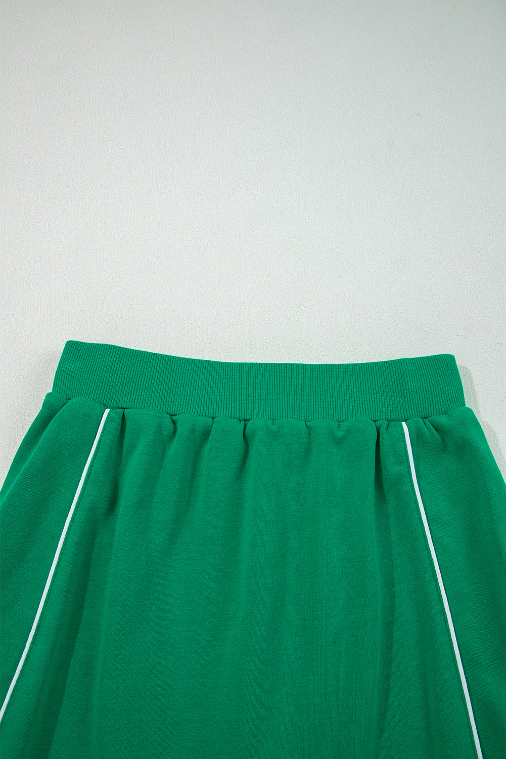 Dark Green Contrast Piping Crewneck Pullover Mini Skirt Set-Two Piece Sets/Two Piece Dresses-[Adult]-[Female]-2022 Online Blue Zone Planet