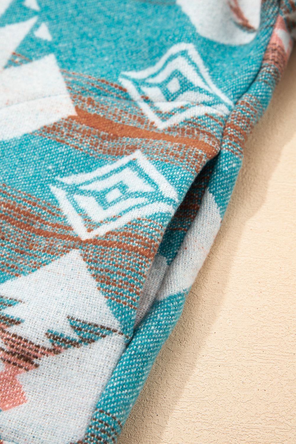 Green Quarter Zip Elastic Cuffs Aztec Sweatshirt-Tops/Sweatshirts & Hoodies-[Adult]-[Female]-2022 Online Blue Zone Planet
