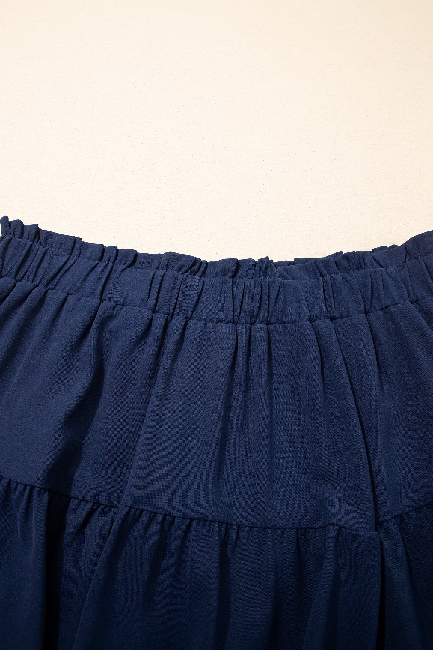 Navy Blue Plus Size Frilled Elastic Waist Lace Trim Boho Ruffled Shorts-Plus Size/Plus Size Bottoms-[Adult]-[Female]-2022 Online Blue Zone Planet