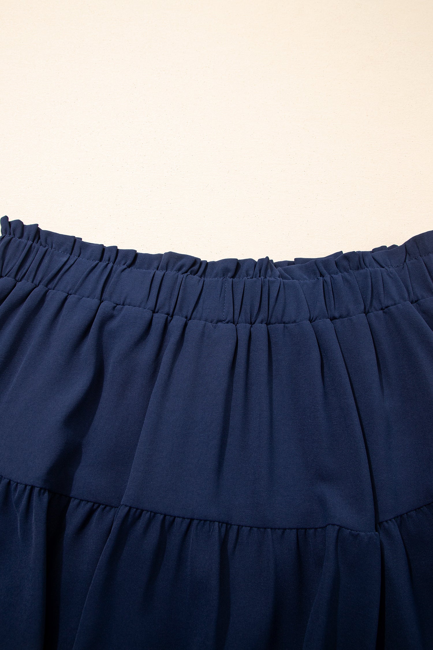 Navy Blue Plus Size Frilled Elastic Waist Lace Trim Boho Ruffled Shorts-Plus Size/Plus Size Bottoms-[Adult]-[Female]-2022 Online Blue Zone Planet