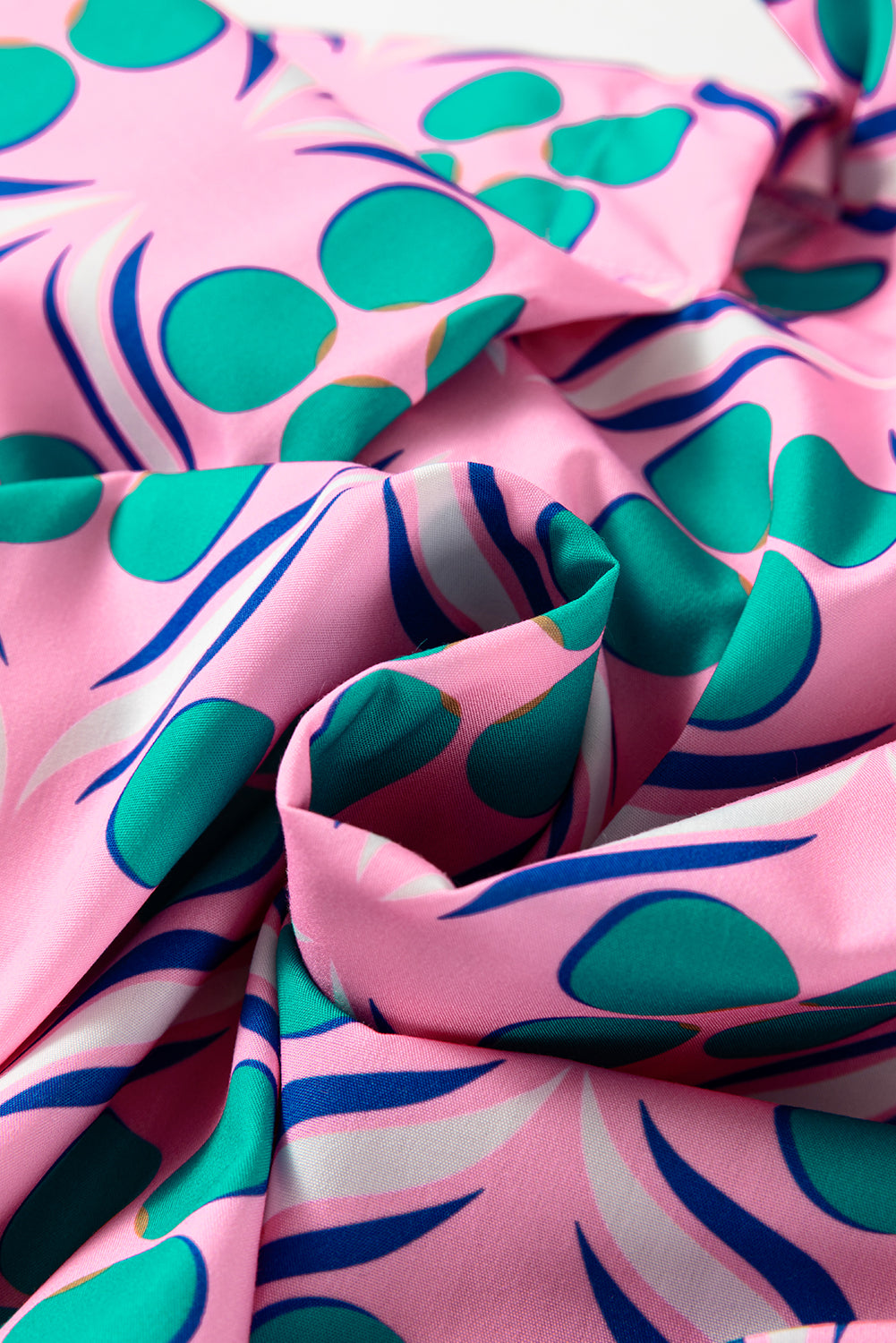 Pink Geometric Floral Print V Neck Ricrac Trim Short Sleeve Mini Dress-TOPS / DRESSES-[Adult]-[Female]-2022 Online Blue Zone Planet
