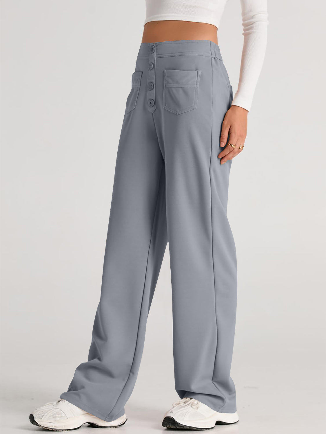 Blue Zone Planet | High Waist Wide Leg Pants-TOPS / DRESSES-[Adult]-[Female]-2022 Online Blue Zone Planet